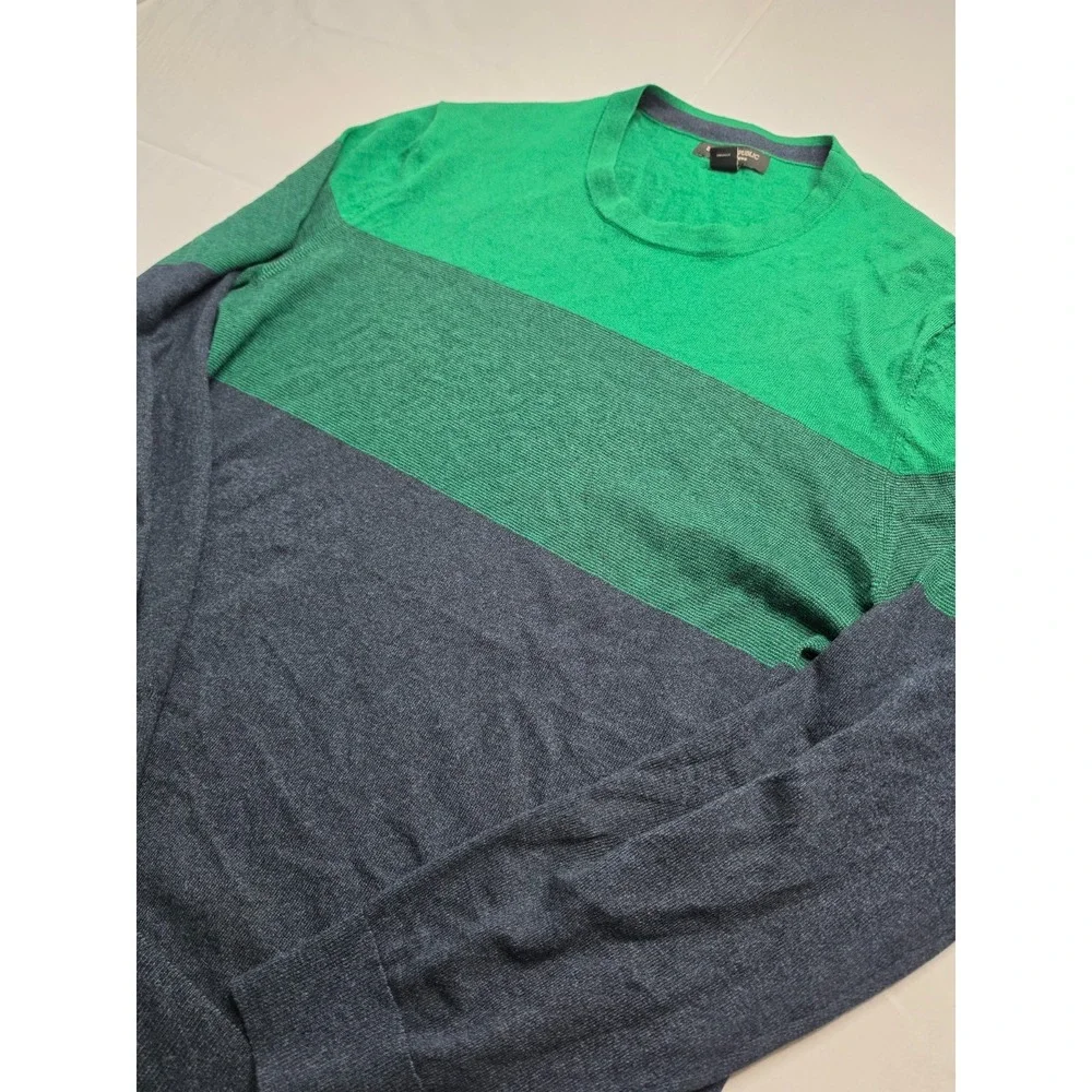 Banana Republic Luxury Blend Sweater Men's Medium Green Black Colorblock Winter